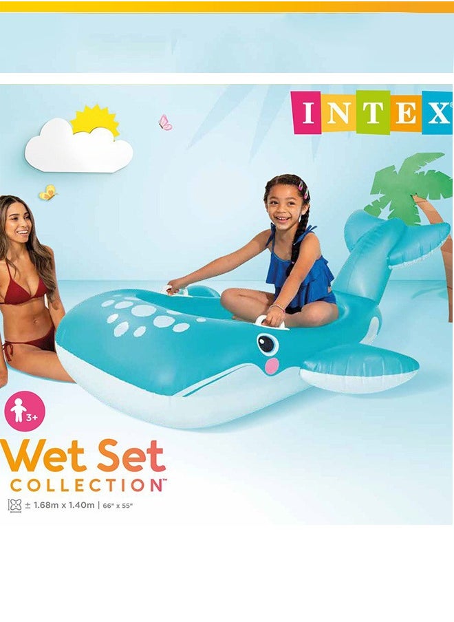 INTEX Giant Inflatable Blue Whale Ride-On Toy – 168cm Water Float for Kids with Safety Handles  - Image 4
