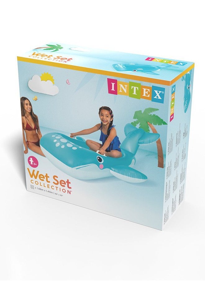 INTEX Giant Inflatable Blue Whale Ride-On Toy – 168cm Water Float for Kids with Safety Handles  - Image 5