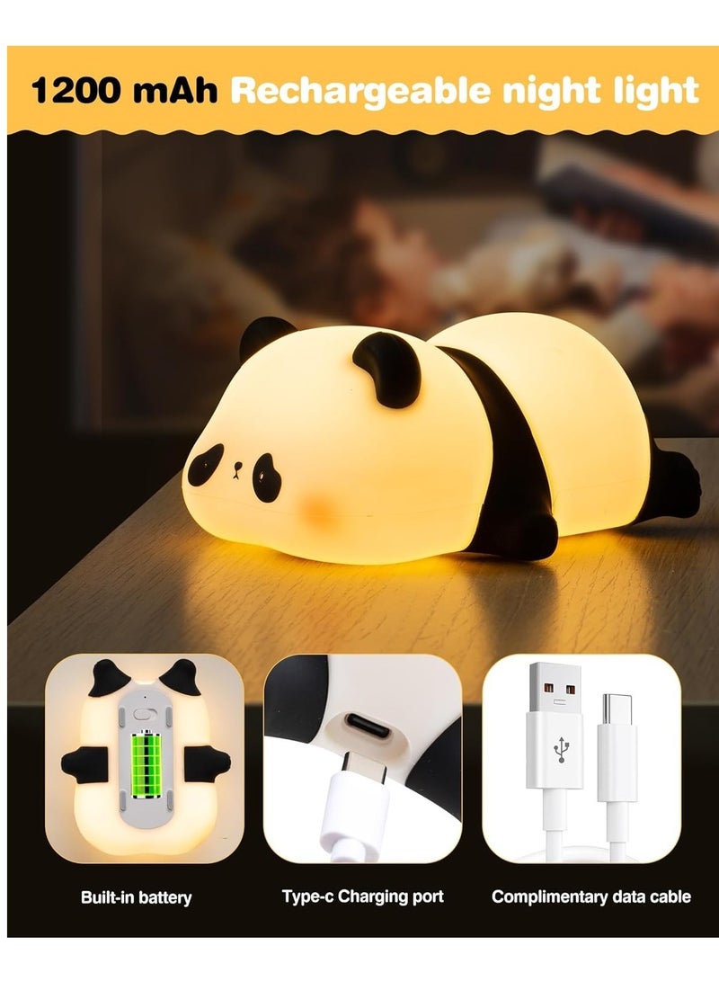 TIGER LED Cute Panda Night Light, 3-Level Dimmable Nursery Night Light, Squishy Silicone Night Light, Rechargeable Bedside Touch Lamp, Soft & Safe Night Light for Boys, Girls, Baby & Children, Perfect Room Decor & Gift - Image 4