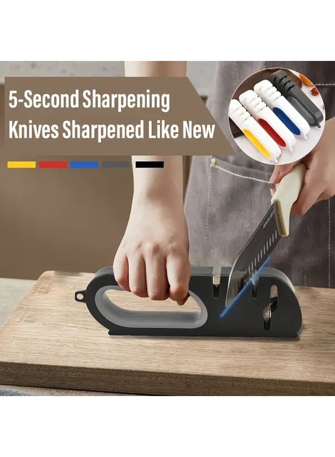 Yellow 4 Stage Professional Knife Sharpener with Tungsten Diamond and Ceramic Stones - Image 1