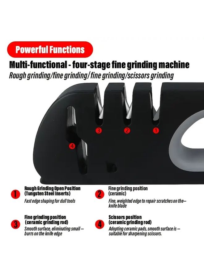Yellow 4 Stage Professional Knife Sharpener with Tungsten Diamond and Ceramic Stones - Image 4