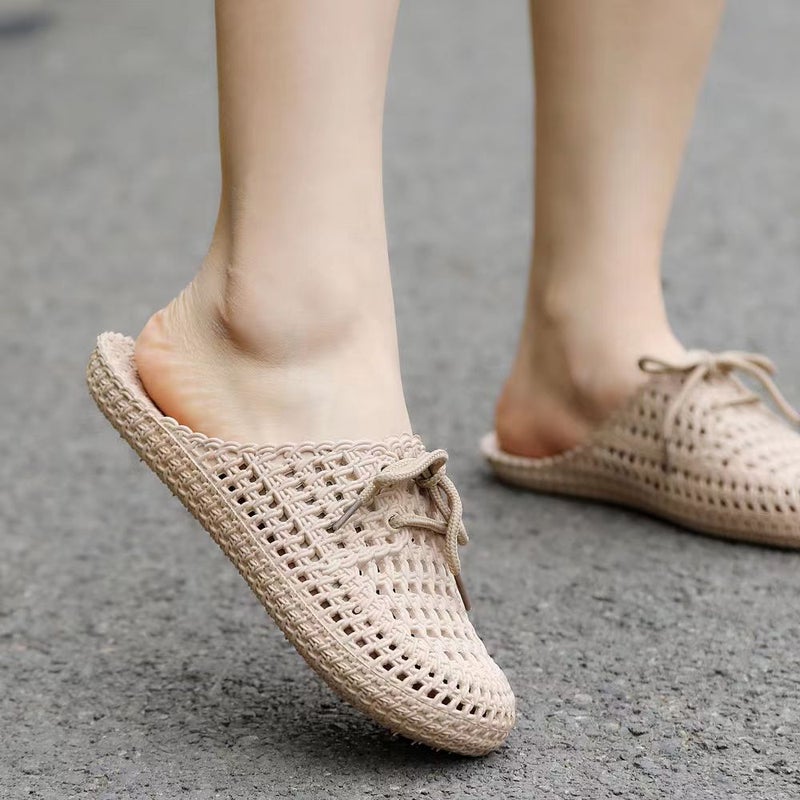 Womens Flat Sandals Summer Peep-Toe Foam Shoes 888 Curry  - Image 1