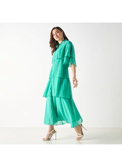 2Xtremz 2Xtremz Ruffled Shirt Dress with Short Sleeves 