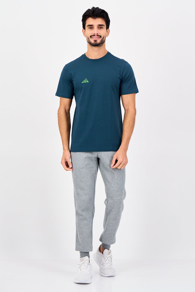 Adidas Men Sportswear Fit Short Sleeve Outdoor T-shirt, Teal Blue - Image 2