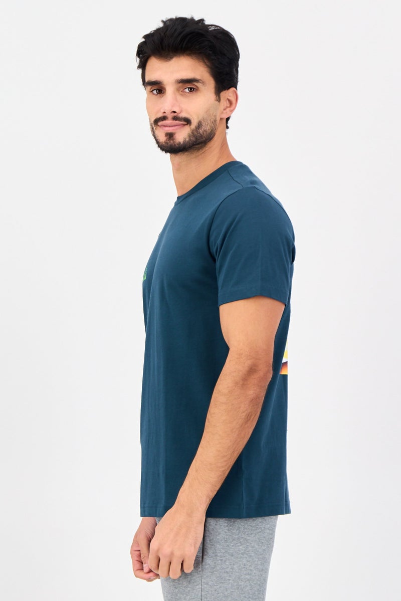 Adidas Men Sportswear Fit Short Sleeve Outdoor T-shirt, Teal Blue - Image 4