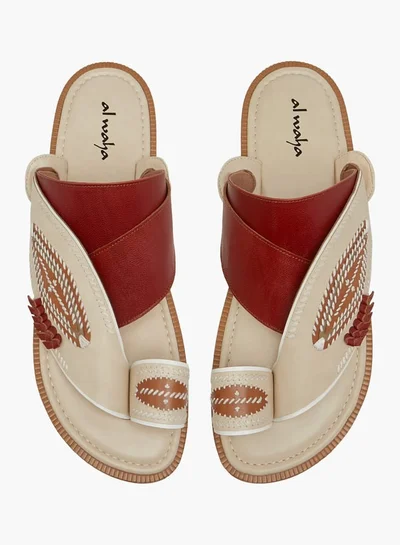 Al Waha Men Embroidered Slip-On Arabic Sandals with Toe Loop Ramadan Collection