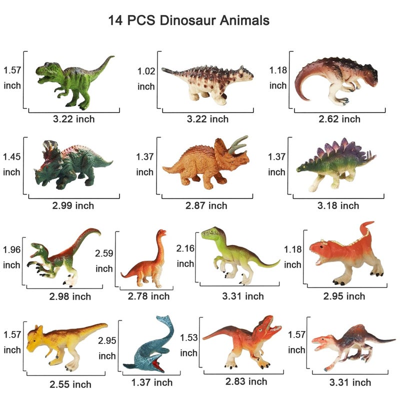 Yowlieu 14 Pcs Figures Toys Realistic Mini Dinosaurs Animal Figurines, Plastic Learning Educational Playset Animal Themed Party Supplies Cake Topper Ornaments for Easter Egg Birthday Christmas - Image 2