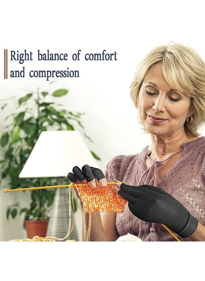 Relieve Arthritis Fingerless Copper Compression Rehabilitation Gloves, Breathable High Elasticity Fabric Anti Slip Silica Gel Movement Gloves (Black)
