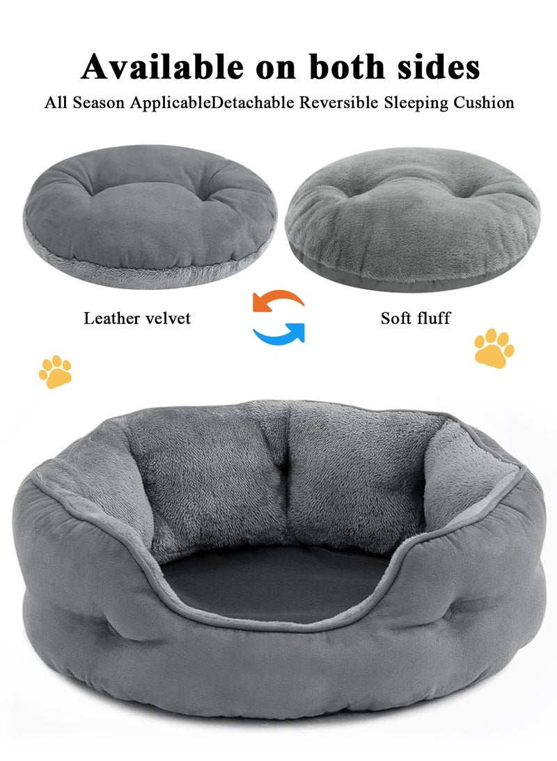 أوربازار سرير صغير للكلاب الصغيرة، أسرّة للقطط المنزلية، سرير للحيوانات الأليفة للجراء والقطط الصغيرة، ناعم للغاية وقابل للغسل في الغسالة مع قاعدة أكسفورد مانعة للانزلاق ومقاومة للماء، رمادي، 20 بوصة - Image 5