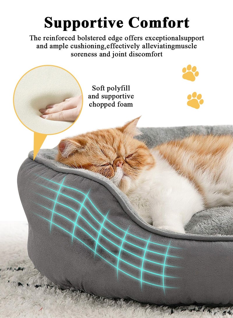 أوربازار سرير صغير للكلاب الصغيرة، أسرّة للقطط المنزلية، سرير للحيوانات الأليفة للجراء والقطط الصغيرة، ناعم للغاية وقابل للغسل في الغسالة مع قاعدة أكسفورد مانعة للانزلاق ومقاومة للماء، رمادي، 20 بوصة - Image 3