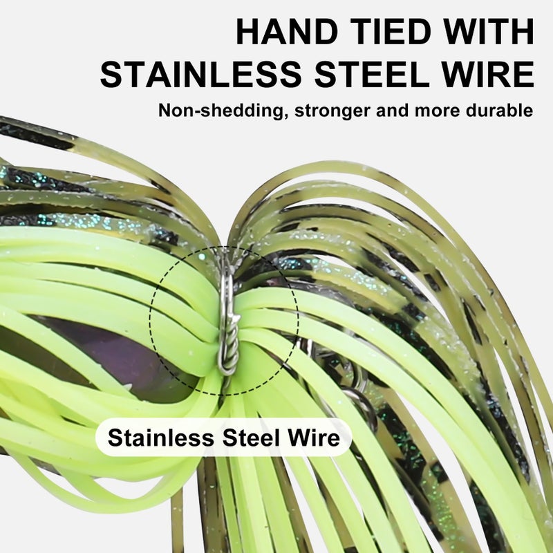 TRUSCEND Swim Jig with Saltwater Resistant BKK Teflon Super Point Hook, Skirted Chattering/Vibrating Bass Fishing Jigs with Weed Guard, Weedless Fishing Lures Easy to Used in All Conditions D1 - Image 3