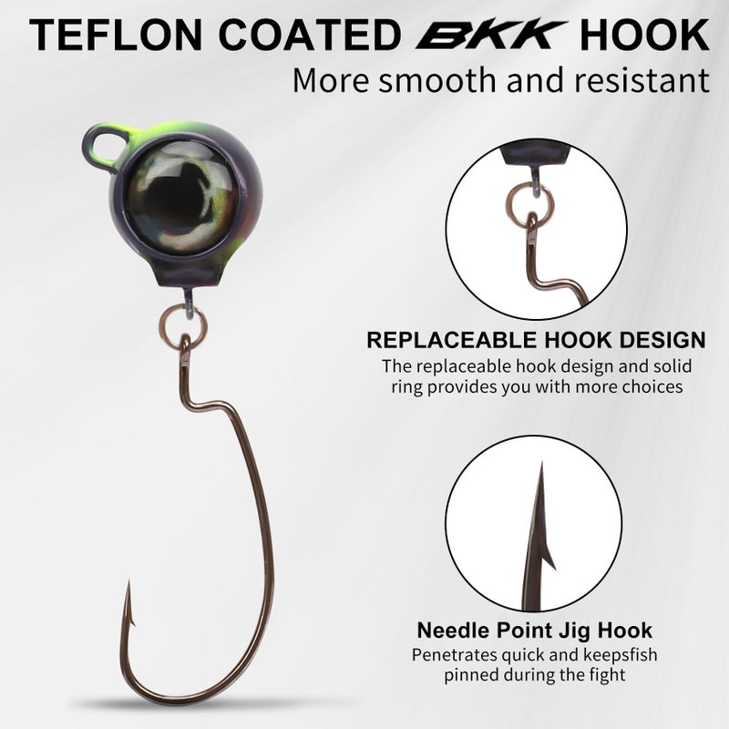 TRUSCEND Swim Jig with Saltwater Resistant BKK Teflon Super Point Hook, Skirted Chattering/Vibrating Bass Fishing Jigs with Weed Guard, Weedless Fishing Lures Easy to Used in All Conditions D1 - Image 2