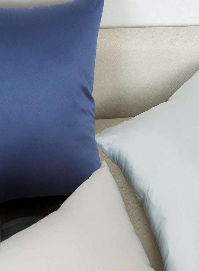 TREELY Navy Blue 18x18 Pillow Cover, Satin Decorative Throw Pillow Covers for Couch,Sofa,Bedroom, 2 Pack Euro Square Pillowcases with Zipper - Image 3