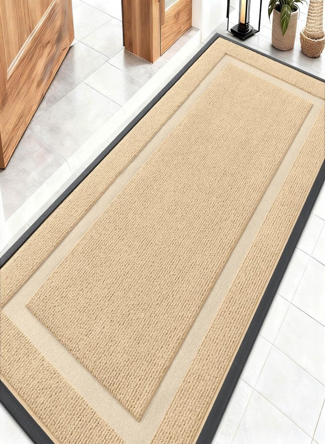 OLANLY Front Door Mat Indoor Outdoor Entrance, Waterproof All-Season, All-Weather Doormat, Sturdy Natural Rubber, Fade Resistant, Low Profile, Easy Clean Patio Porch Entryway Mat, 59x23, Beige - Image 1