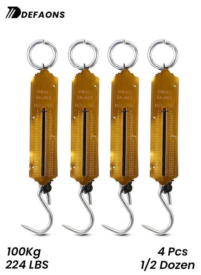 DEFAONS DEFAONS Pocket Balance Spring Scale 100Kg 224LBS Portable Hanging Hook Scale Mechanical Weight Measuring Tool for Travel Fishing Farming and Kitchen Use - 4 pcs  - Image 1