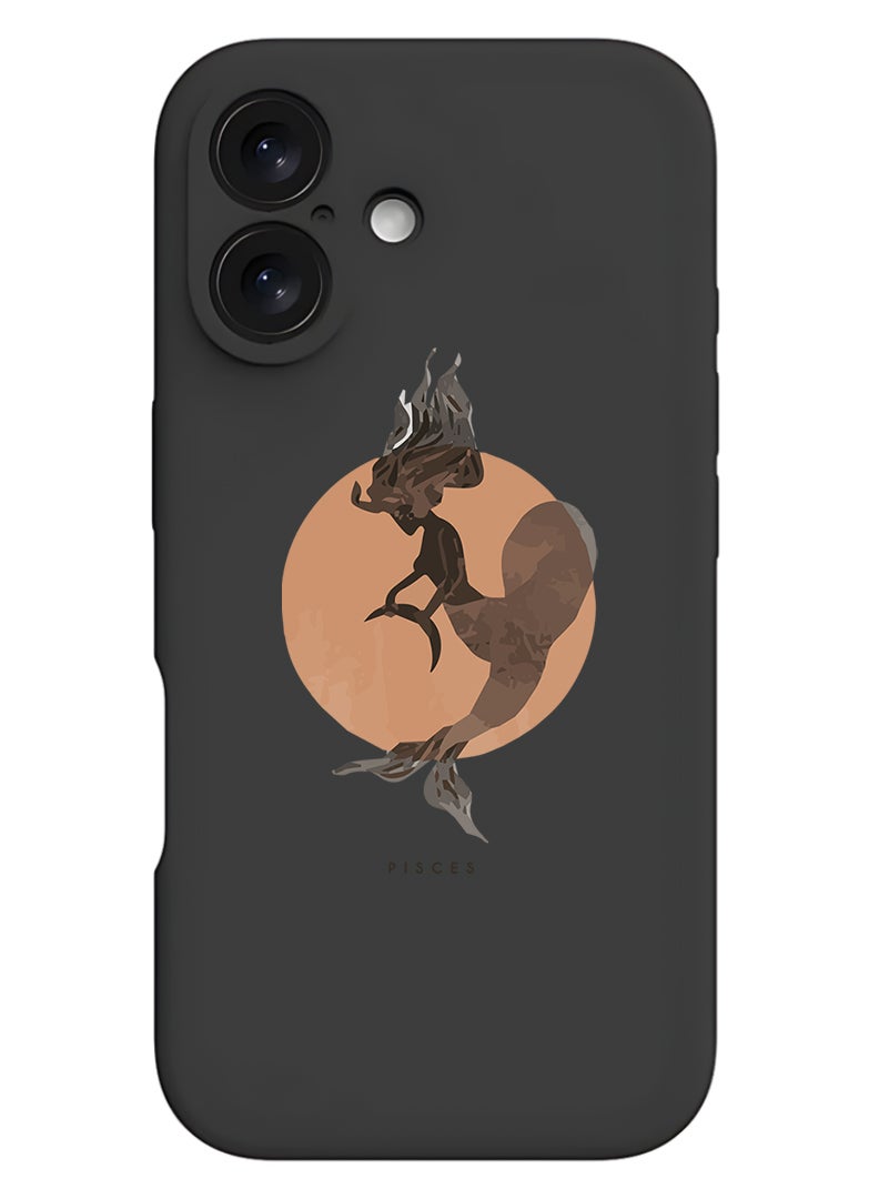 Theodor Protective Slim Fit Case Liquid Silicone Cover with Full Body Protection Anti-Scratch Shockproof Case For Apple iPhone 17 (Black) Pisces - Image 1