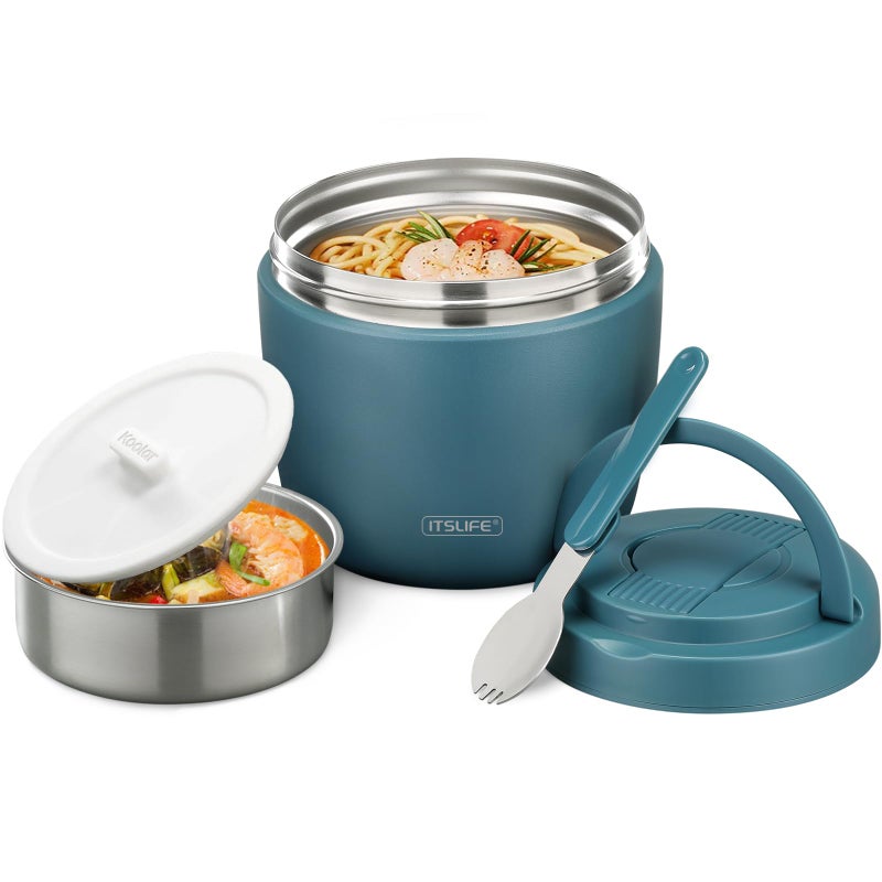 ITSLIFE Soup Thermo for Hot Food Adults 32OZ Lunch Containers Wide Mouth Hot Food Jar Vacuum Insulated Stainless Steel Bento Box Leakproof with Spoon (Light Blue) - Image 1