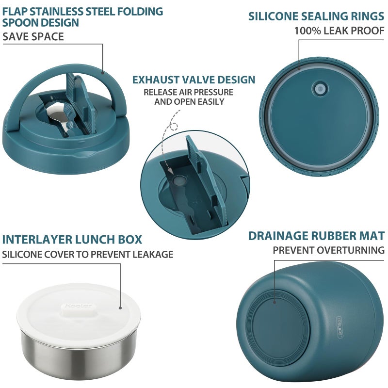 ITSLIFE Soup Thermo for Hot Food Adults 32OZ Lunch Containers Wide Mouth Hot Food Jar Vacuum Insulated Stainless Steel Bento Box Leakproof with Spoon (Light Blue) - Image 4