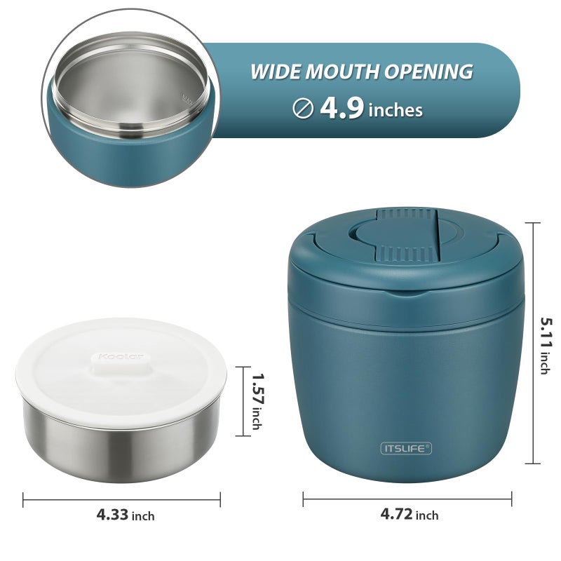 ITSLIFE Soup Thermo for Hot Food Adults 32OZ Lunch Containers Wide Mouth Hot Food Jar Vacuum Insulated Stainless Steel Bento Box Leakproof with Spoon (Light Blue) - Image 5