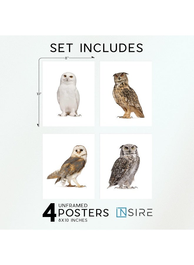 Insire Owl Wall Art Owl Wall Decor - Set of 4 (8x10) - Image 2