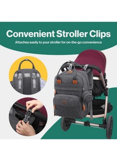 BabbleRoo Diaper Bag Backpack - Multi Function Waterproof Diaper Bag, Travel Essentials Baby Tote With Changing Pad, Stroller Straps & Pacifier Case - Unisex, Dark Gray  - Image 4