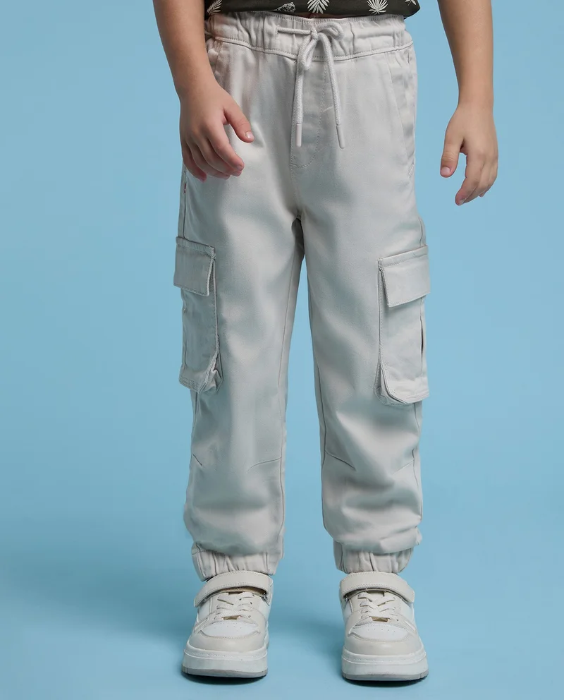 أر أند بي Solid Cargo Joggers with Drawstring Waist