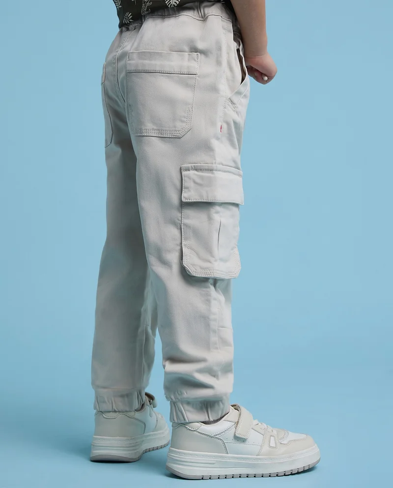 أر أند بي Solid Cargo Joggers with Drawstring Waist