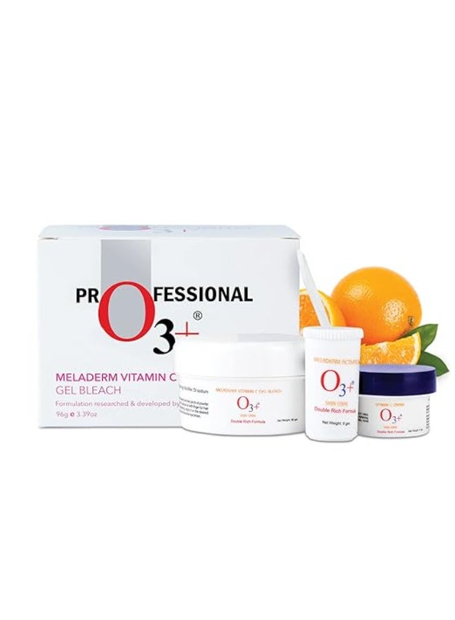 O3+ Bridal Facial Kit for Radiant & Glowing Skin - Suitable for All Skin Types (120g, Single Use) + O3+ Meladerm Vitamin C Gel Bleach for Skin Whitening and Hair Lightening (96g) - Image 2