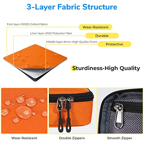 ECHSRT Pencil Case for Men Women, Large Pen Bag for Adults, Portable Pencil Pouch Aesthetic with Handle, Zipper Cases for Office Organizer Orange - Image 4