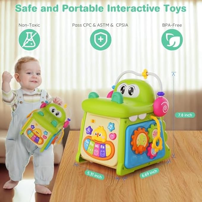 AM ANNA Montessori Toys for 1 Year Old Girls Boys, 8-in-1 Multi-Functional Baby Sorter Learning Activity Cube, Developmental Toy Fine Motor Skills,Baby Toys 6-12-18 Months,1 Year Old Girl Boy Birthday - Image 2