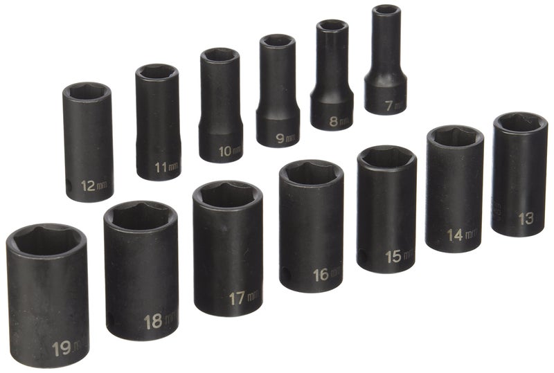 Grey Pneumatic 1213MSD 38 Drive 13Piece SemiDeep Metric Socket Set