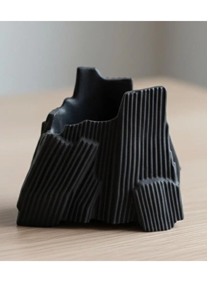 AKDC Black Hard Plastic Flower Vase – Square Modern Floral Display – 19×19 cm - Image 1