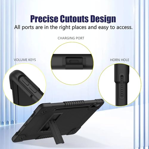 Kebiory for Lenovo Tab P12 inch 2023 TB370FU Case & Kickstand Shoulder Strap Built in Pen Holder Kids Friendly Shell + 2 Pcs Screen Protectors for Lenovo Tab P12 (Black) - Image 5