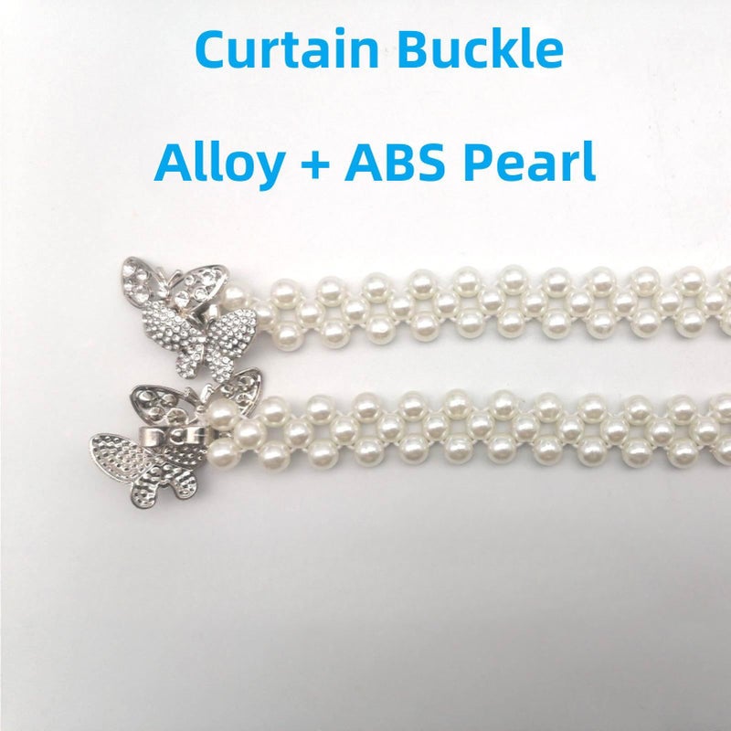 Funny live Curtain Tiebacks, 2 Pack Curtain Ties Outdoor Elegant Decorative Tie Backs Modern Pearl Tiebacks for Drapes Window Curtain Holdbacks for Draperies Accessories (Pearly Butterfly) - Image 2