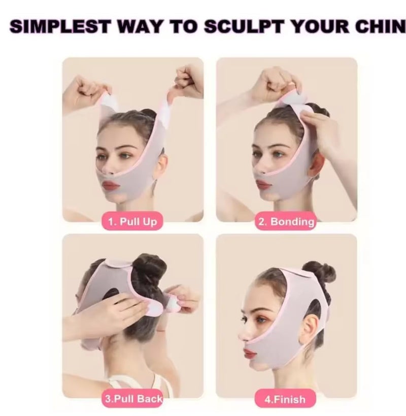PANDANUS Facial Slimming Belt Double Chin Reducer Reusable VShape Face Mask for Men Women Facial Shaped UPLift Belt Slim Cheeks Lifting Jaw Line Shaper Anti Wrinkle Strap Elastic 5 - Image 4