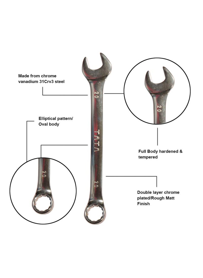 AGRICO - TATA Agrico Double Sided Open End Wrench Spanner Set 6 To 20 mm Silver - Image 1