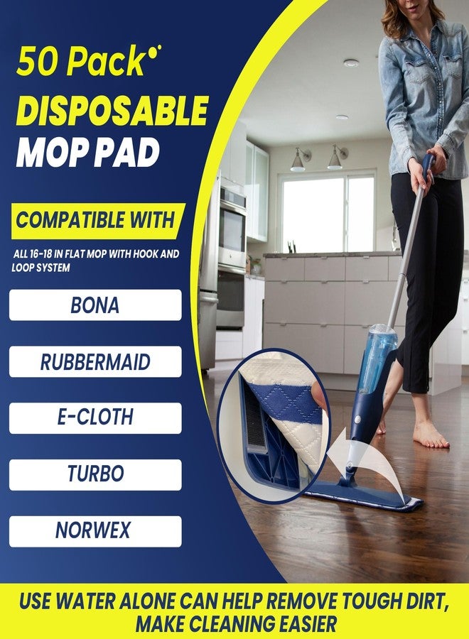 F Flammi Microfiber Disposable Mop Pad for All 16-18'' Hook & Loop System Mop, Wet Dry Cleaning Pad Compatible with Bona,Rubbermaid,Turbo,Norwex (50 Pack) - Image 5