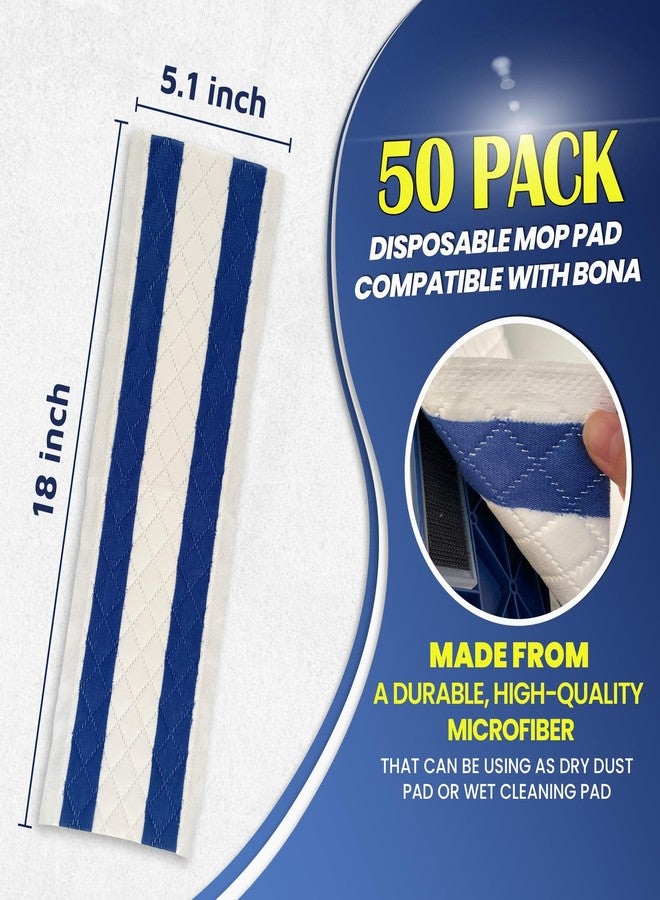 F Flammi Microfiber Disposable Mop Pad for All 16-18'' Hook & Loop System Mop, Wet Dry Cleaning Pad Compatible with Bona,Rubbermaid,Turbo,Norwex (50 Pack) - Image 2