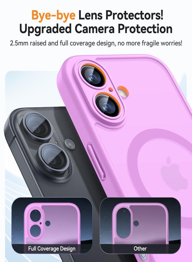 CANSHN Magnetic for iPhone 16 Case, Upgraded [Full Camera Protection] [Compatible with Magsafe] [Translucent Matte] Shockproof Protective Phone Case for iPhone 16 - Pinkish Purple - Image 4