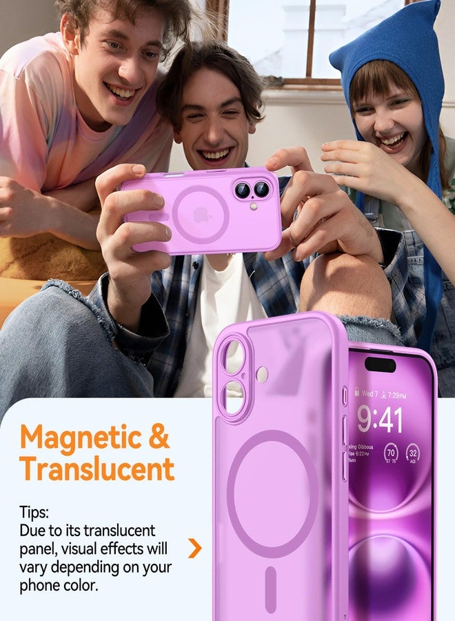 CANSHN Magnetic for iPhone 16 Case, Upgraded [Full Camera Protection] [Compatible with Magsafe] [Translucent Matte] Shockproof Protective Phone Case for iPhone 16 - Pinkish Purple - Image 3