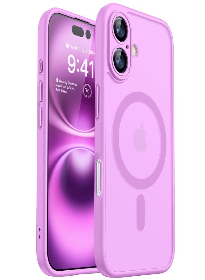 CANSHN Magnetic for iPhone 16 Case, Upgraded [Full Camera Protection] [Compatible with Magsafe] [Translucent Matte] Shockproof Protective Phone Case for iPhone 16 - Pinkish Purple - Image 1