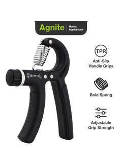 Deli Agnite Er021 Adjustable Hand Grip Strengthener – 5-60Kg Resistance Trainer With Anti-Slip Handles & Heavy-Duty Spring For Forearm, Wrist, And Finger Strength Training, Black Color.  - Image 1