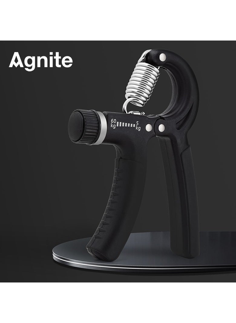 Deli - Agnite Er021 Adjustable Hand Grip Strengthener – 5-60Kg Resistance Trainer With Anti-Slip Handles & Heavy-Duty Spring For Forearm, Wrist, And Finger Strength Training, Black Color. - Image 1