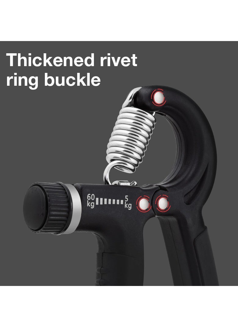 Deli - Agnite Er021 Adjustable Hand Grip Strengthener – 5-60Kg Resistance Trainer With Anti-Slip Handles & Heavy-Duty Spring For Forearm, Wrist, And Finger Strength Training, Black Color. - Image 1