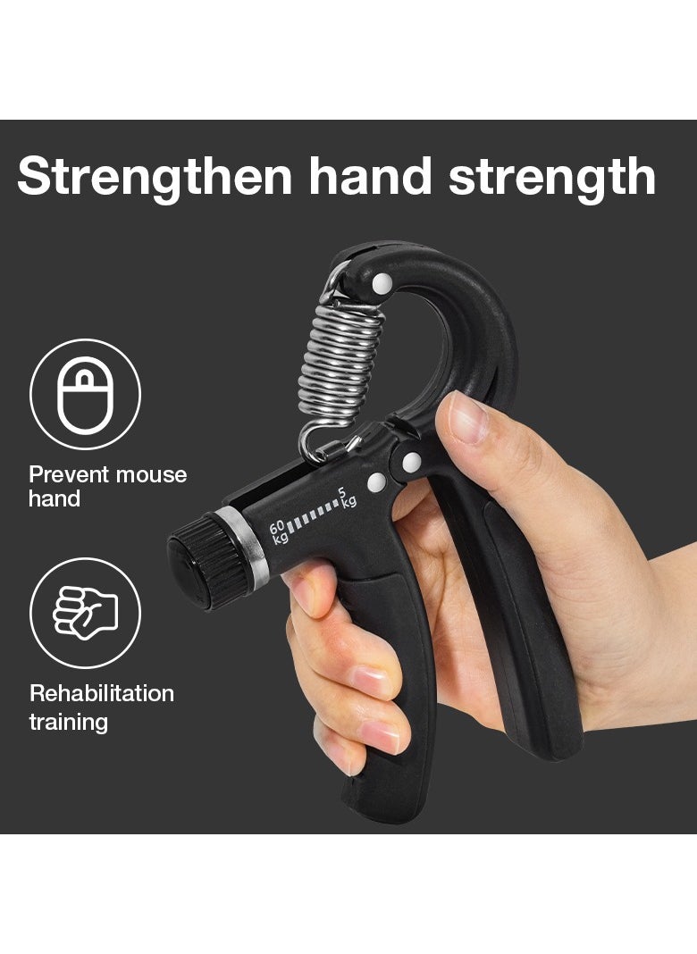Deli - Agnite Er021 Adjustable Hand Grip Strengthener – 5-60Kg Resistance Trainer With Anti-Slip Handles & Heavy-Duty Spring For Forearm, Wrist, And Finger Strength Training, Black Color. - Image 1