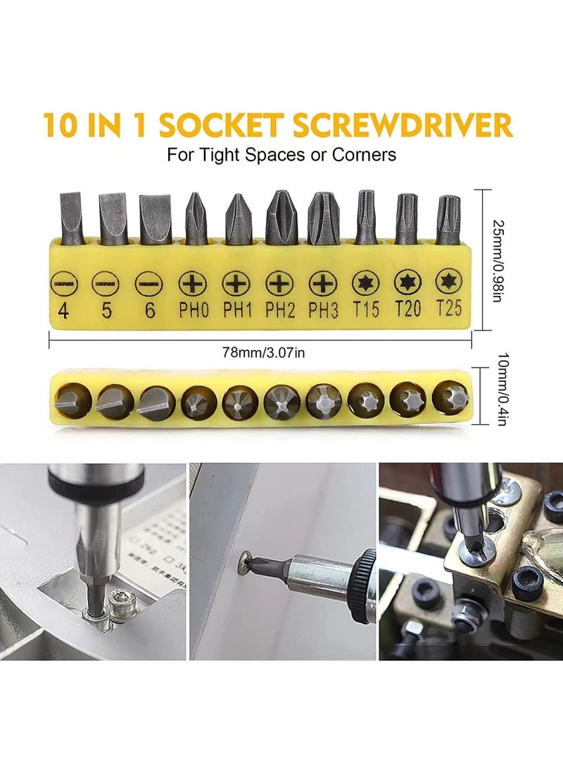 Flexible Drill Bit Extension Set, 105° Right Angle Drill Attachment, 1/4 3/8 1/2In Hex Shank Impact Driver Socket Adapter Rotatable Socket, Bendable Drill Bit Extension Screwdriver Bit