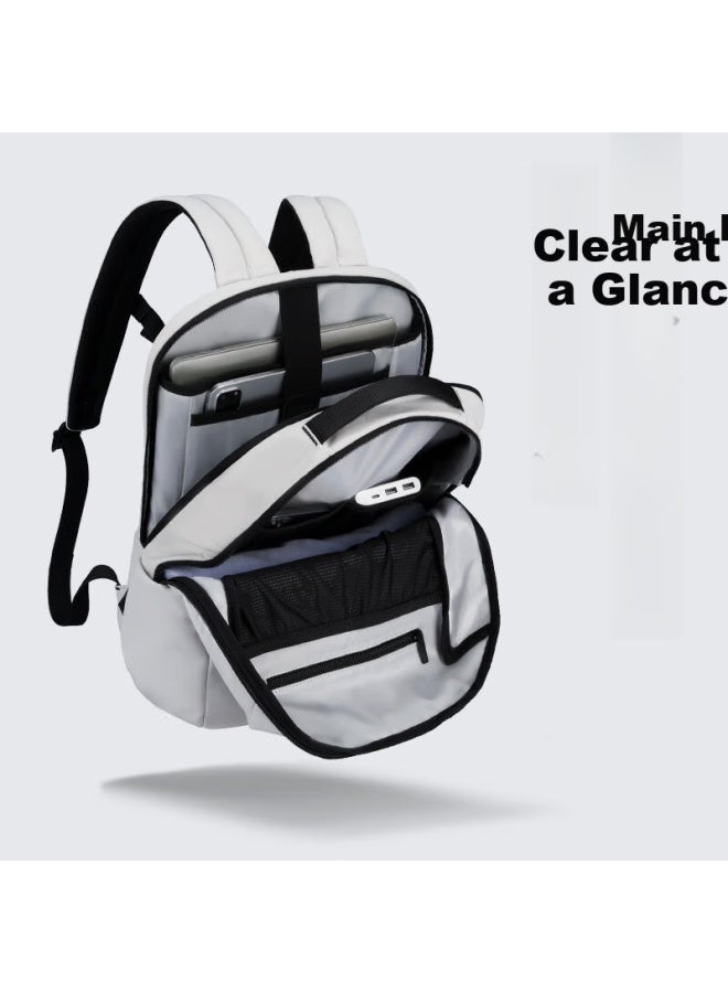 Mark Ryden Men's Travel Casual Backpack Large Capacity Fashion Student School Bag Backpack Mr1106 Ivory White - Image 2