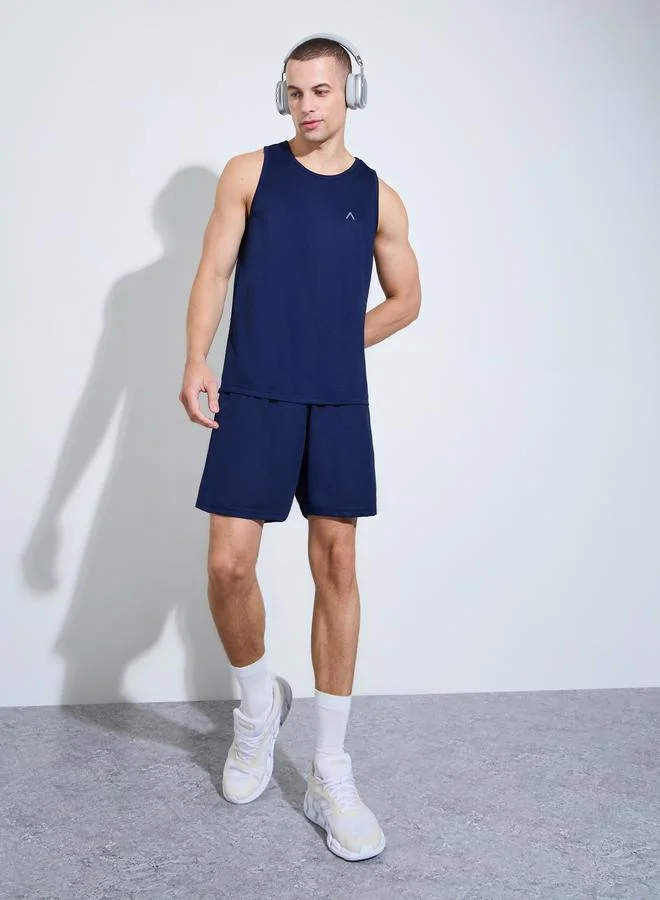 ستايلي Navy Blue Regular Fit Tank Top and Shorts Set