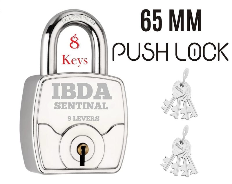 IBDA High Security Steel Body Lock with 8 Keys | Auto Lock | Suitable for Home, Shutter, Gate, Door & More - Image 2