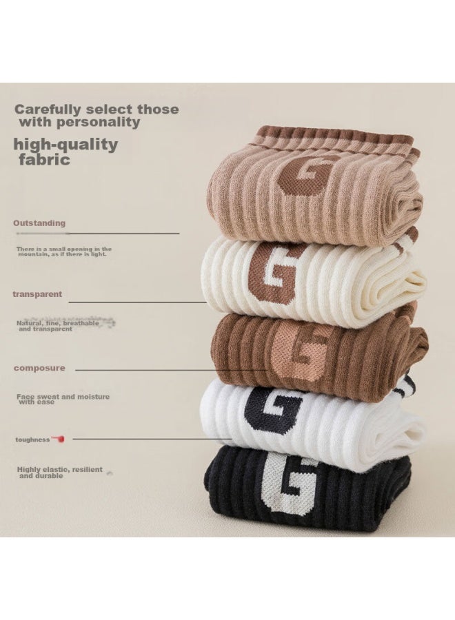 Cotton Thirteen Mianshisan Autumn And Winter New Women's Mid-calf Socks , Trendy Letter Breathable Long Socks - Image 2